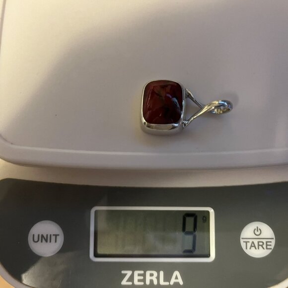 Vintage Mexican Red Jasper & Sterling Silver Pendant w/fine Italian Silver Chain - Picture 12 of 14